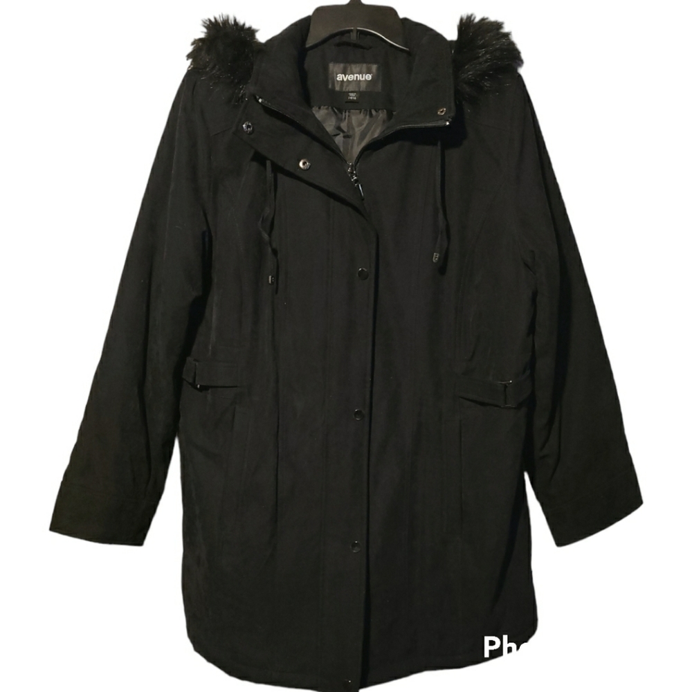 Avenue Black Parka/coat sz 14